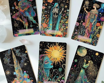 Starlit Garden Tarot Deck, Tarot Deck with Guidebook, Unique Tarot Cards, 78 Card Tarot Cards, Oracle Deck, Divination Cards, Gift for her