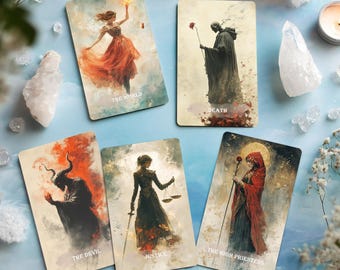 Tarot Card Deck, 78 Cards with Guidebook, Mystical Tarot Deck, AI Tarot Cards, Gothic Divination Cards, Witchcraft Tarot, Phantom Veil Tarot