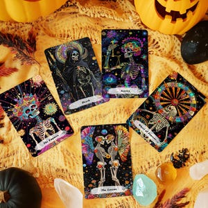 Skeleton Tarot Deck, Tarot Card Deck, Tarot Deck with Guidebook, 78 Cards Full Deck, Oracle Deck, Pretty Tarot Deck, Tarot Deck for Beginner