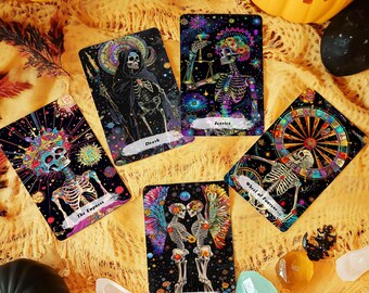 Skeleton Tarot Deck, Tarot Card Deck, Tarot Deck with Guidebook, 78 Cards Full Deck, Oracle Deck, Pretty Tarot Deck, Tarot Deck for Beginner