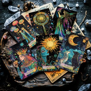 Jeu de cartes de tarot jardin étoilé, jeu de tarots de 78 cartes avec guide, jeu Oracle, cadeaux de tarot divinatoires divinatoires édition bords dorés