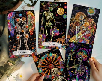 Tarot Deck, Tarot Card Deck, Tarot Deck with Guidebook, Unique Tarot Cards, 78 Tarot Cards, Oracle Deck, Skeleton Tarot Deck, Tarot Gift