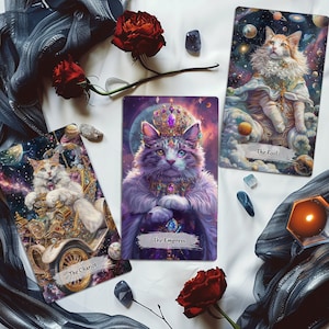 Talia Tarota z Przewodnikiem, 22 Karty Tarota, Indie Unique Oracle Deck, Talia Tarota Kot, Indie Beginner Divination