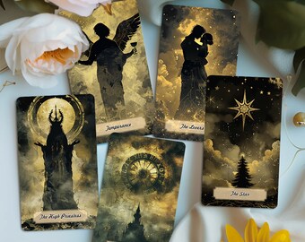 Shadow Tarot Deck, Gothic Tarot Cards, 78 Card Tarot Deck, Tarot with Guidebook, Oracle Cards, Full Tarot Deck Gift