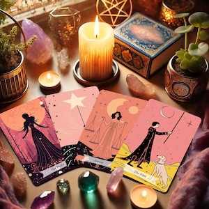 Illustration Tarot Deck with Guidebook, Tarot Deck, Tarot Card Deck, 78 Tarot Cards, Oracle Deck, Divination Future Telling Tarot Deck Gifts