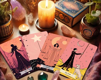 Illustration Tarot Deck with Guidebook, Tarot Deck, Tarot Card Deck, 78 Tarot Cards, Oracle Deck, Divination Future Telling Tarot Deck Gifts