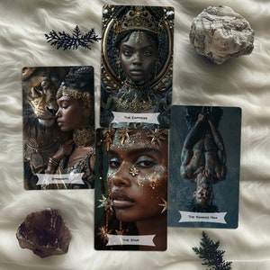 Jeu de tarots afro-américains, jeu de tarots avec mots-clés, 78 cartes de tarot, images d'art noir Oracle Deck cartes spirituelles à lire