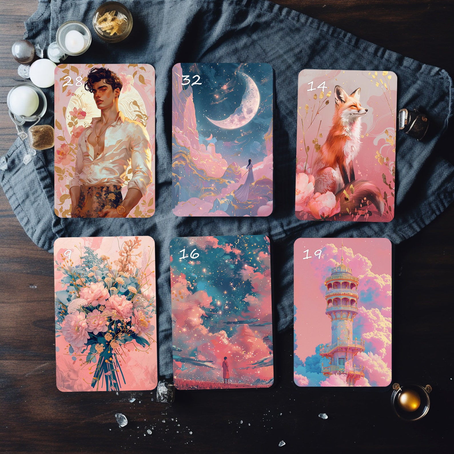 Dreamscape Lenormand Deck, Oracle Cards, Oracle Deck, Pink Lenormand ...