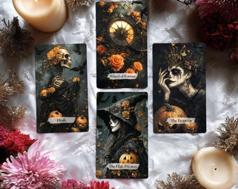 Pumpkin Prophecy Tarot Deck, Halloween Tarot Card Deck, Tarot Deck with Guidebook, 78 Tarot Cards, Oracle Deck, Halloween Gift for Beginner
