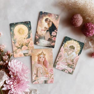 Tarot Card Deck, Unique Tarot Cards, 78 Tarot Cards, Tarot Deck with Guidebook, Oracle Deck, AI Art Spiritual Tarot, Rose Galaxy Tarot Deck