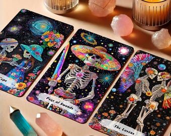 Tarot Deck with Guidebook, Tarot Deck, Unique Tarot Cards, 78 Tarot Cards, Oracle Card Deck, Skeleton Tarot Deck, Custom Tarot Deck