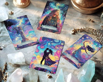 Stardust Vortex Tarot Deck, Tarot Card Deck, Tarot Deck with Guidebook, 78 Card Tarot Cards, Indie Unique Oracle Deck, Gift for her