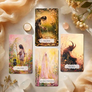 Springscape Tarot Deck, Tarot Deck, Tarot Karten Deck, Tarot Deck mit Anleitung, 78 Tarotkarten, Orakel Karten Deck, Geschenk für Tarot Liebhaber