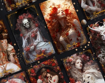 Jeu de tarots, jeu de tarots, jeu de tarots avec guide, 78 cartes de tarot, jeu Oracle, jeu de tarot rose rouge, cadeau mystère de la sorcière