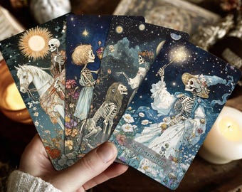 Floral Specter Tarot Deck with Guidebook, Skeleton Tarot Cards, Dark Floral Gothic Tarot, 78 Card Occult Gift