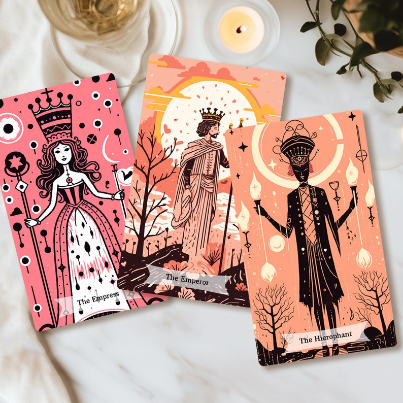 Cartoon Tarot Cards, Full Tarot Deck, 78 Tarot Cards, Illustration