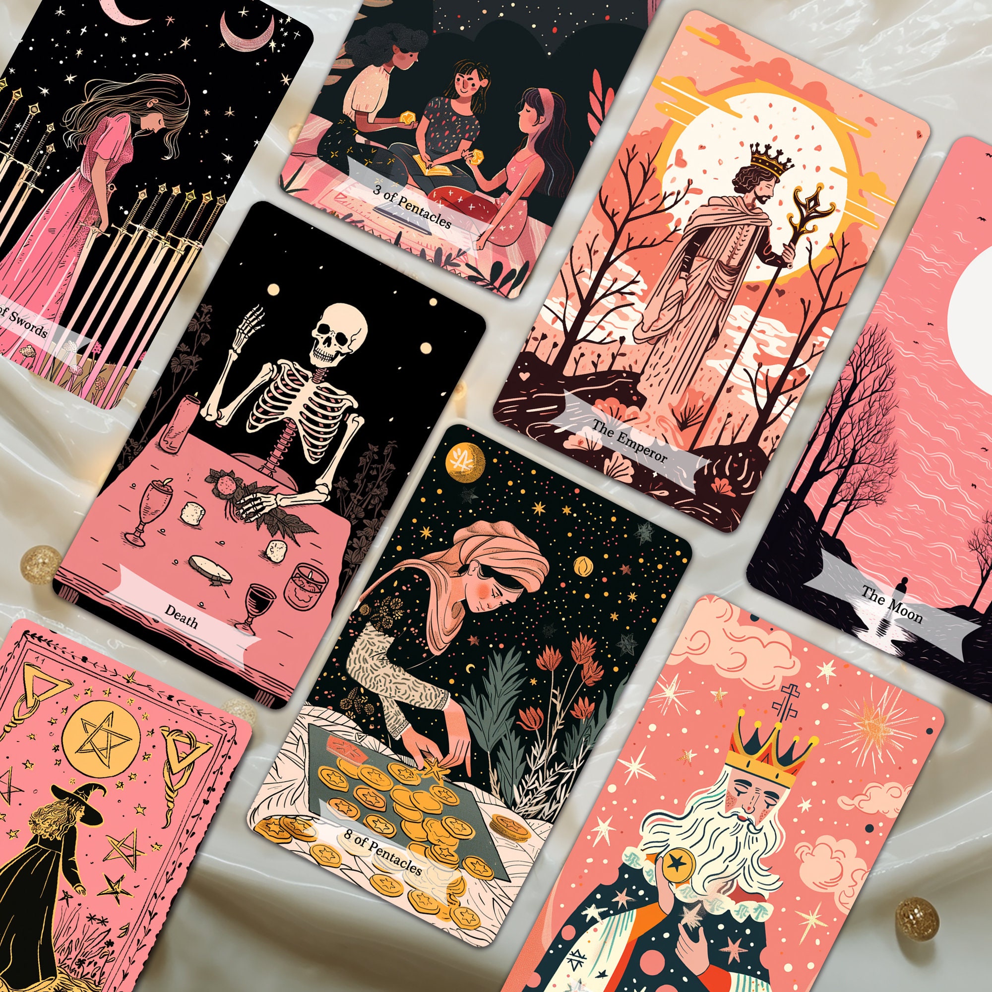 Kleurrijke Neon Tarot Kaarten Deck met Guidebook, Tarot Kaarten voor Beginners, 78 Tarot Deck, met Betekenissen op hen