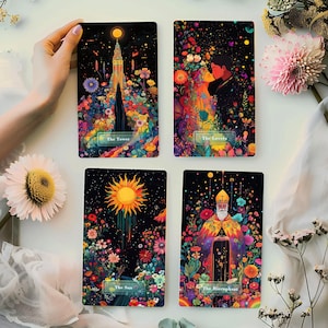 Tarot Deck, Tarot Card Deck, Tarot Deck with Guidebook, 78 Tarot Cards Deck, for Beginner, Tarot Deck Gifts, Rainbow Floromancy Tarot Deck