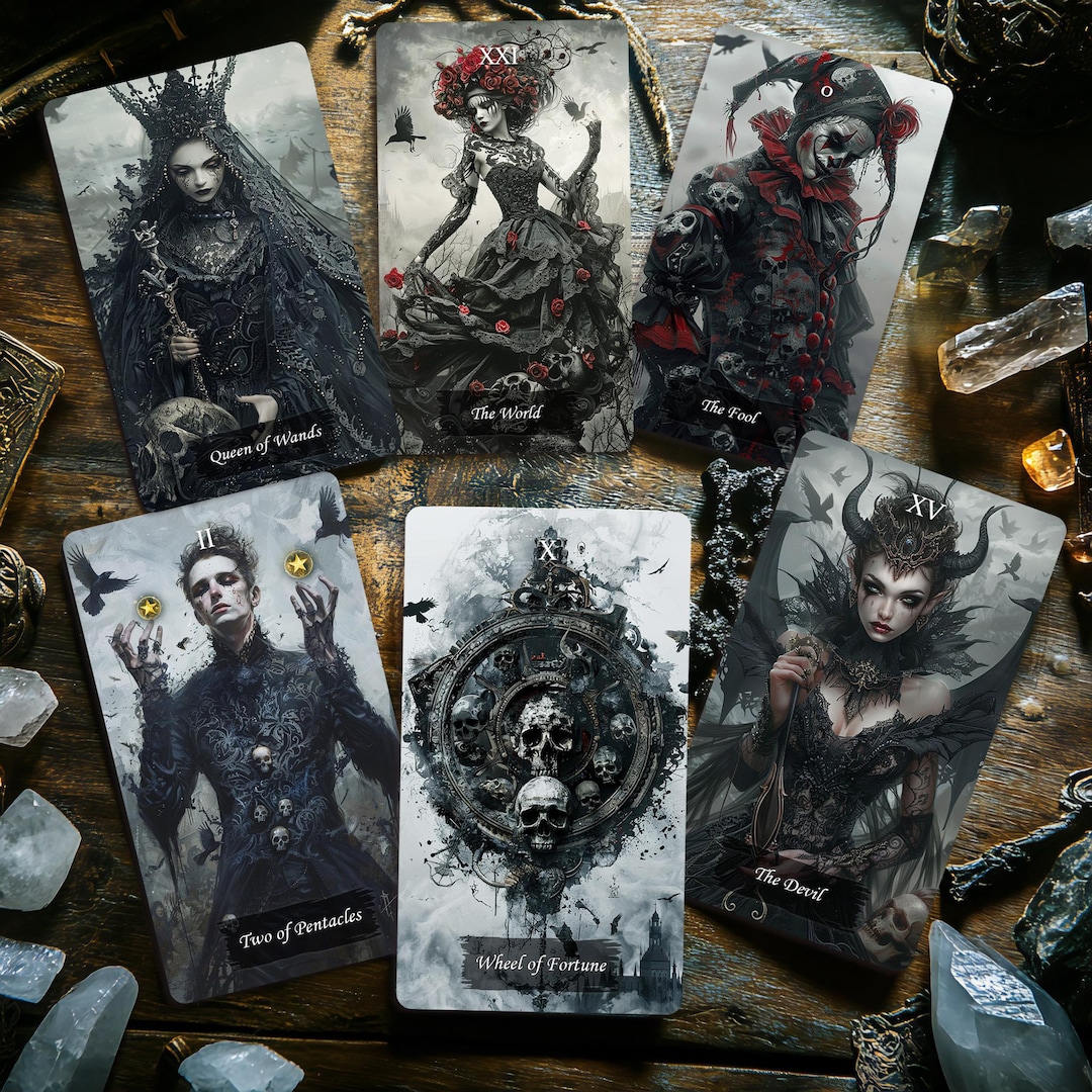 Gothic Tarot Cards - 78 Pieces Special Tarot Deck for Divination | Mysterious Gothic Themed Reading and Game Accessories for Beginners, Family, Women, Men, Parties