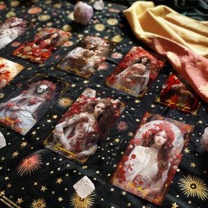 Tarot Deck, Tarot Card Deck, Tarot Deck with Guidebook, 78 Tarot Cards, Indie Tarot Cards, Unique Oracle Deck, Red Rose Tarot Deck