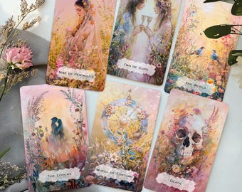 Jeu de tarots avec guide, jeu de tarots, jeu de cartes de tarot, 78 cartes de tarot, jeu Oracle, jeu de tarot Springscape enchanté, outil divinatoire
