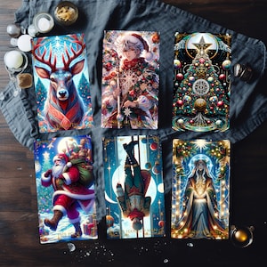 Christmas Tarot Deck,Unique Oracle Deck,Beginner 78 Tarot Cards,Complete Tarot Cards with Bag,Pretty Arcana Tarot Gift