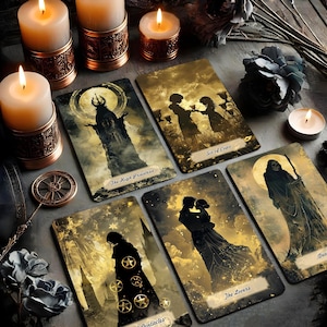 Jeu de tarot de l'ombre avec guide, jeu de cartes de tarot, cartes de tarot uniques, 78 cartes de tarot, pont Oracle, jeu de tarot pour débutant, jeu de tarot gothique