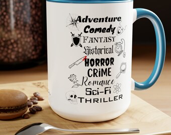 15oz Mug Literary Genres Great Gift for Booklovers, Authors, and Bibliophiles
