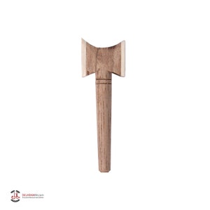 May include: A wooden mallet with a rounded head and a long, slender handle. The mallet is made of light brown wood and has a natural finish.