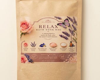 Herbal Bath Soak with Rose, Lavender, Butterfly Pea, Magnesium, Pink Salt (4 oz)