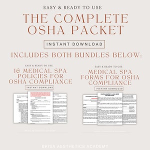 Das komplette Bundle von OSHA Einhaltung Forms Plan Richtlinien und Verfahren für medizinische Spas - Sofortiger Download | Umfangreich, Individualisierbar