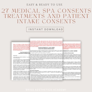27 Medical Spa Consents Treatments Patient Intake Med Spa Nurse Injector Aesthetic Injector Neurotoxin Laser Tattoo Filler PDO Sculptra