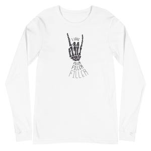 I Love Filler T-shirt unisexe à manches longues | T-shirt Skull Hand Injector | Parfait pour les infirmières esthétiques, les injecteurs cosmétiques, les infirmières injecteurs