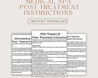 Medical Spa Post-Treatment Instructions, Customizable Templates (Instant Download)