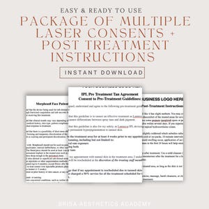 Multiple Types of Laser Treatment Consent Forms with Post-Treatment Instructions - Instant Download | Comprehensive, Customizable, Editable