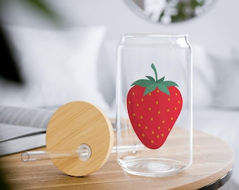 Strawberry l Sipper Glass, 16oz