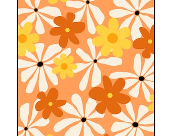 Orange Flowers Print Art Digital Download