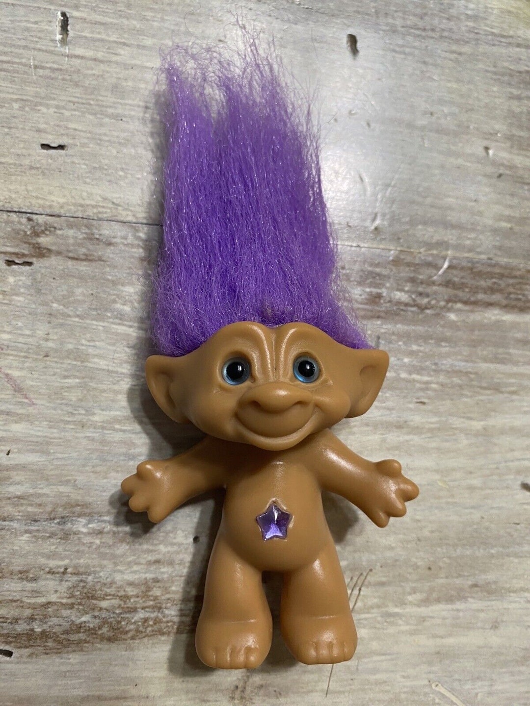 Vintage ACE Novelty Troll Purple Hair Purple Star Gem on Belly Etsy