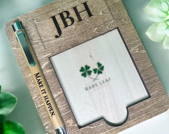 Pense-bête et porte-stylo en bois personnalisés – Organiseur de bureau gravé personnalisé, cadeau pour enseignant, décoration de bureau