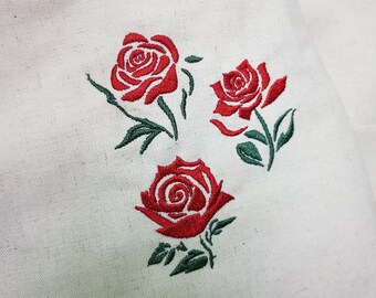 Rose Embroidery Design - Mini Flower -Digital file No.3 for Embroidery Machine, 3 Designs is separate, 6 Sizes (Height Range 1.00-3.54in)