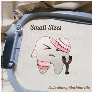 Tooth Decay Embroidery Design- Funny Tooth Embroidery Design-Digital file for Embroidery Machine, 6 Sizes (Width Range 1.00 - 3.54 in)