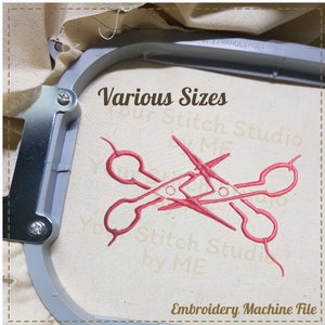 Lesbian Pride Embroidery Design, Scissors Digital file for Embroidery Machine, 6 Sizes (Width Range 2.00 - 7.00 in)
