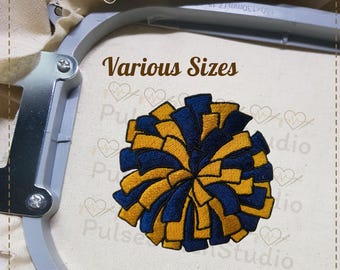 Pom Pom Embroidery Design- Cheerleading Pom Pom, Embroidery digital file for Embroidery Machine- 5 Sizes (Width range 3.00 to 7.00in)