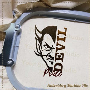 Devil Pride Embroidery Design- Mascot School, Embroidery digital file for Embroidery Machine- 6 Sizes (Height range 3.00 to 8.00in)