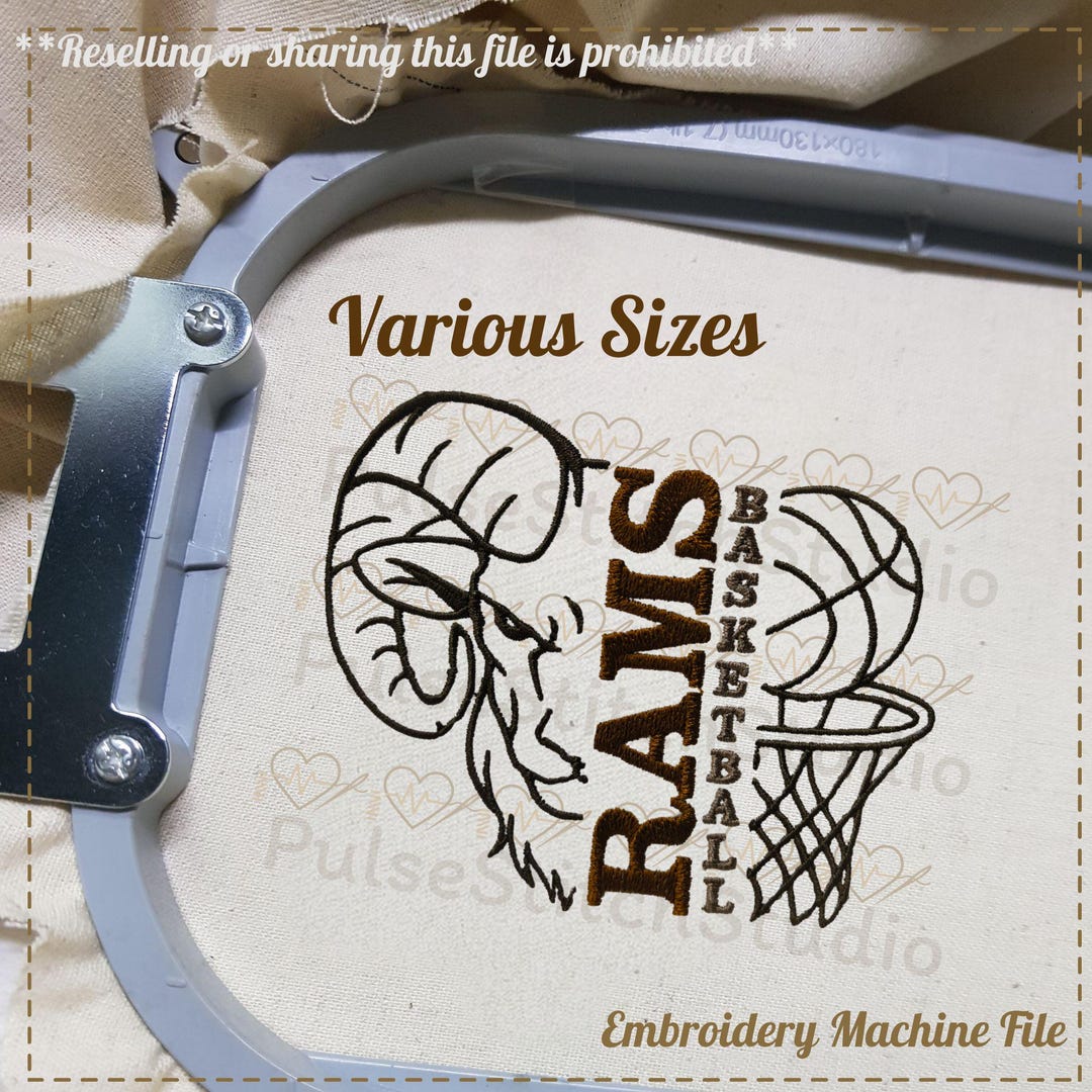 Rams Basketball Embroidery Design- Mascot School, Embroidery Digital ...