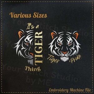Tigers Embroidery Design- Mascot School, Embroidery digital file for Embroidery Machine- 5-6 Sizes (Height range 3.00 to 8.00in)