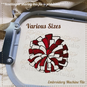 Pom Pom Embroidery Design- Cheerleading Pom Pom, Embroidery digital file for Embroidery Machine- 5 Sizes (Width range 3.00 to 7.00in)