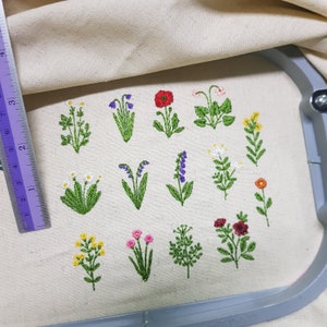 Petite Flower bundle Embroidery Design- 14 separate designs digital file for Embroidery Machine, 1 Sizes (Height Range 1.11-1.45in)