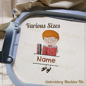 Back to School Split School Boy Embroidery Design Embroidery digital file for Embroidery Machine- 5 Sizes (Height range 3.00 to 7.00in)