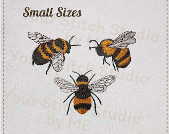 Bee Set Embroidery Design- bumble bee, Embroidery digital file for Embroidery Machine- 4-5 Sizes (Width range 0.99 to 3.00 in)